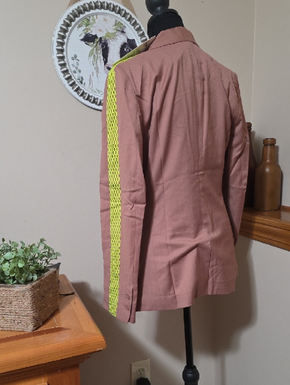 Wildfang Mauve Pink Blazer with Neon Trim - Picture 4 of 10